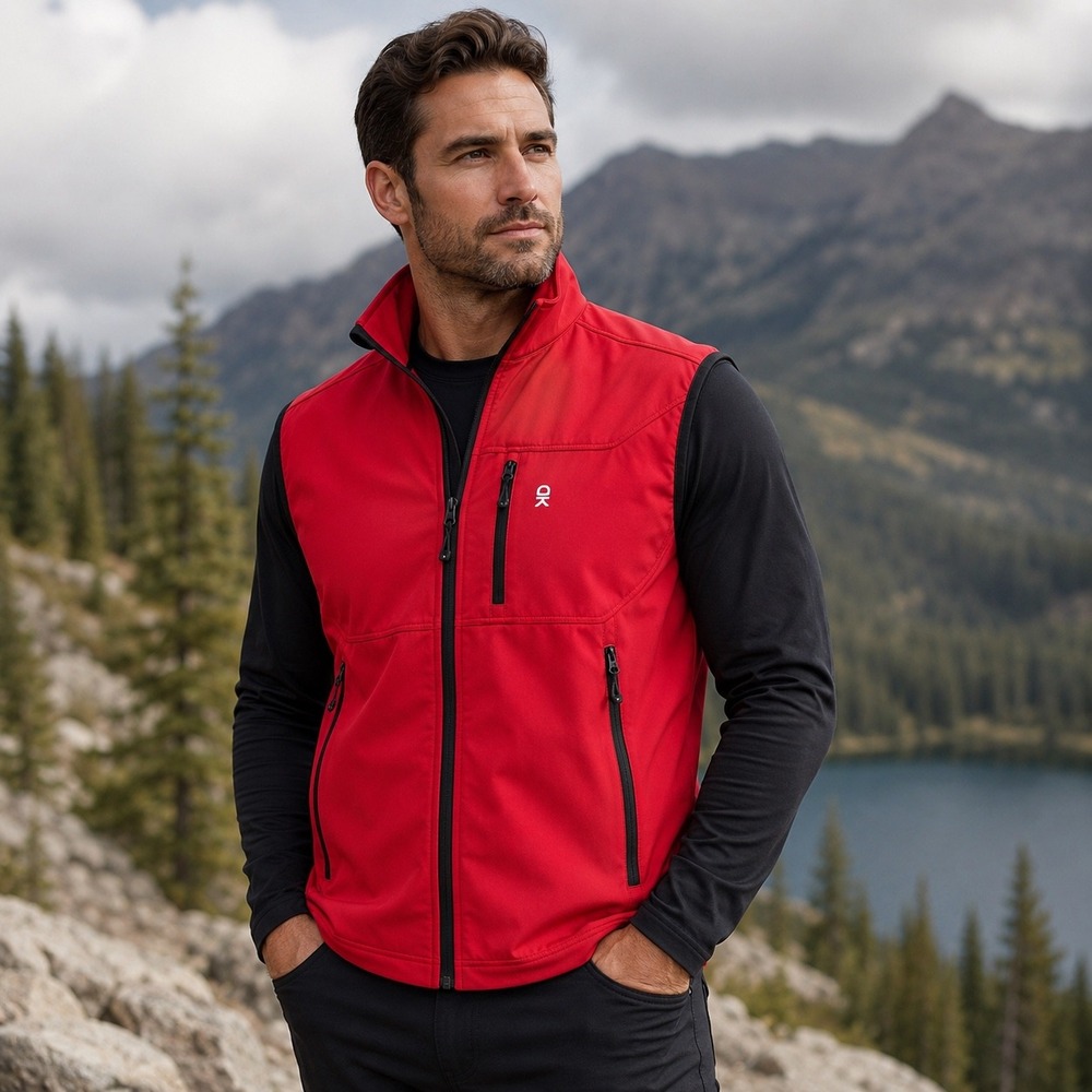Little Donkey Andy Mens Softshell Vest Red XXL Full Zip Hiking Golf Lightweight